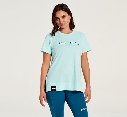 Hoka One One Brand Tee Bezecke Tricko Damske Modre | IL3214895