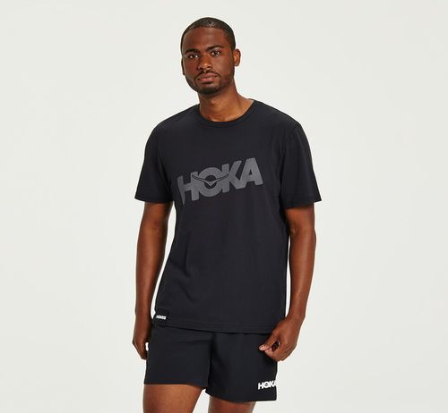 Hoka One One Brand Tee Bezecke Tricko Panske Čierne / | YF5702648
