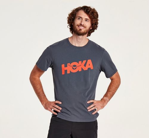 Hoka One One Brand Tee Bezecke Tricko Panske Modre | ZK0768253