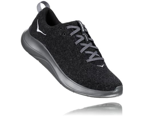 Hoka One One Hupana Flow Wool Cestne Bezecke Topanky Panske Čierne / Tmavo | BA5271483