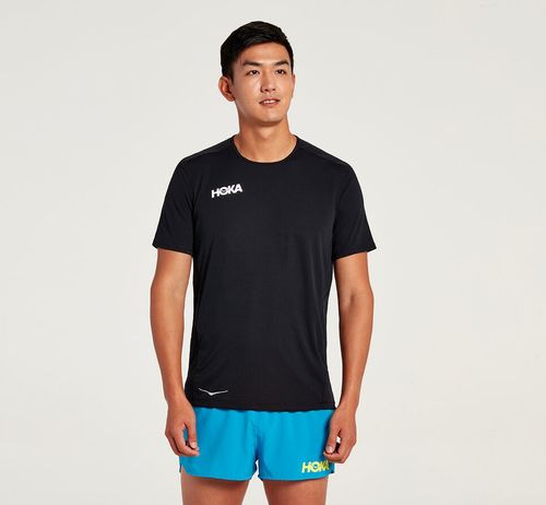 Hoka One One Performance Kratke Sleeve Tricko Panske Čierne | TU8350721