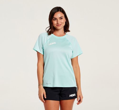 Hoka One One Performance Kratke Sleeve Tricko Damske Modre | XB6741532