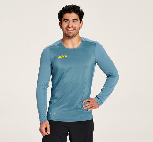 Hoka One One Slim Fit Vetruodolné Tričko Panske Modre | PB4362785